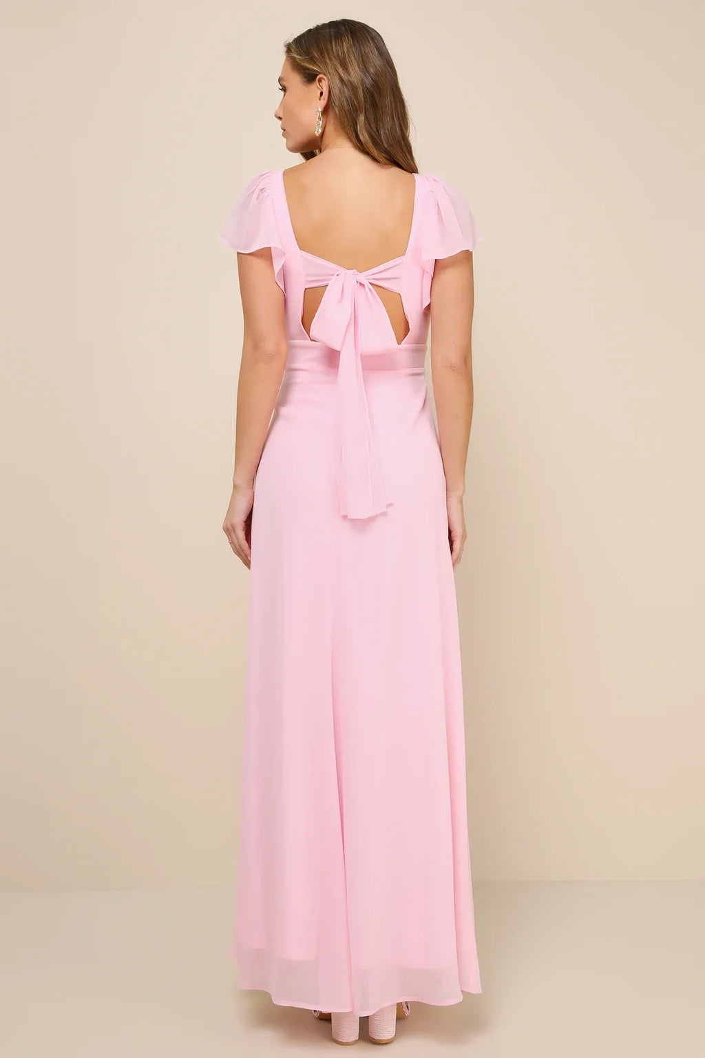 Simply Delightful Black Tie-Back Flutter Sleeve Maxi Dress