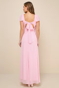 Simply Delightful Black Tie-Back Flutter Sleeve Maxi Dress