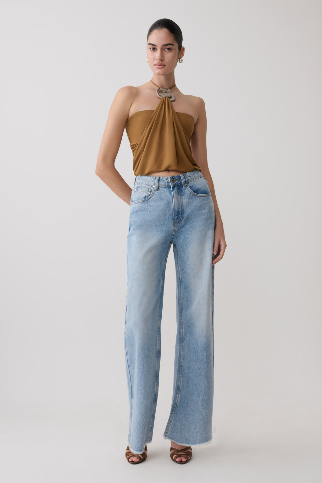 Sade Halter Top With Hardware - Caramel