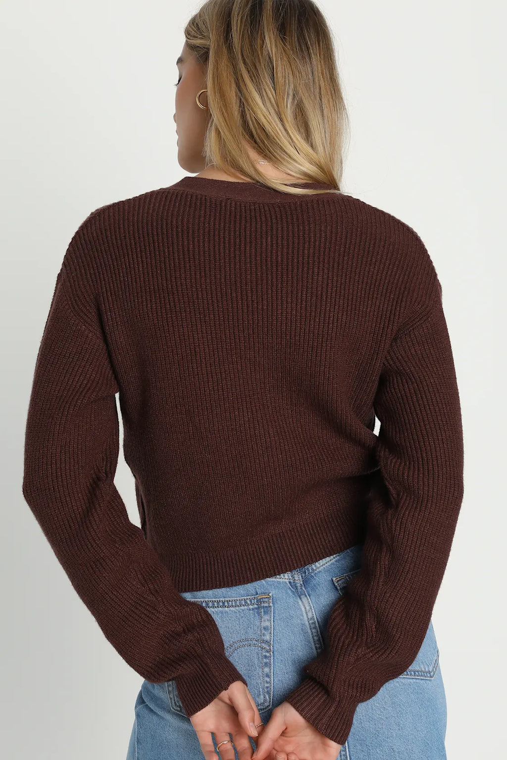 Toasty Babe Black Knit Button-Up Cropped Cardigan