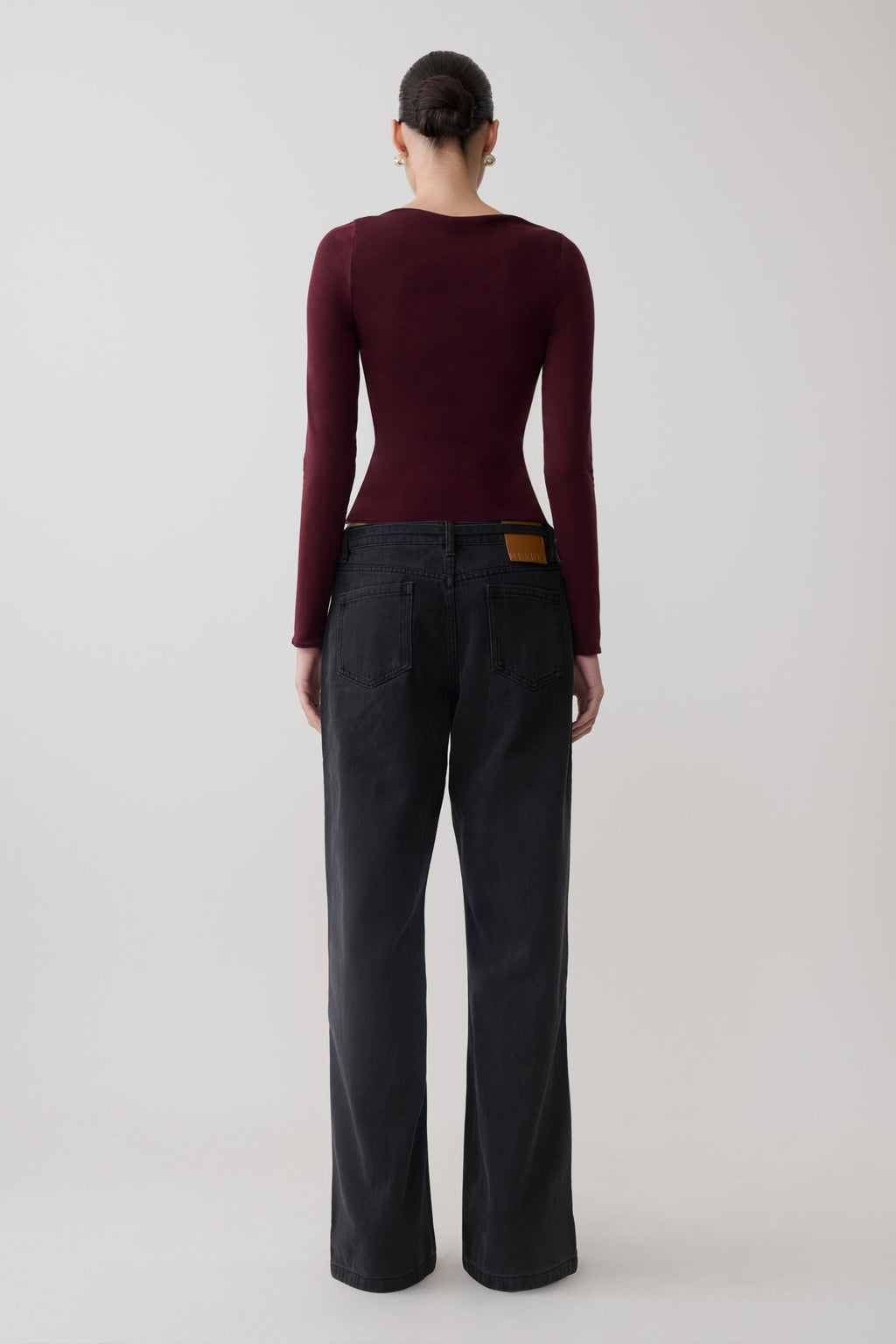 Coraline Long Sleeve Sheer Top - Burgundy