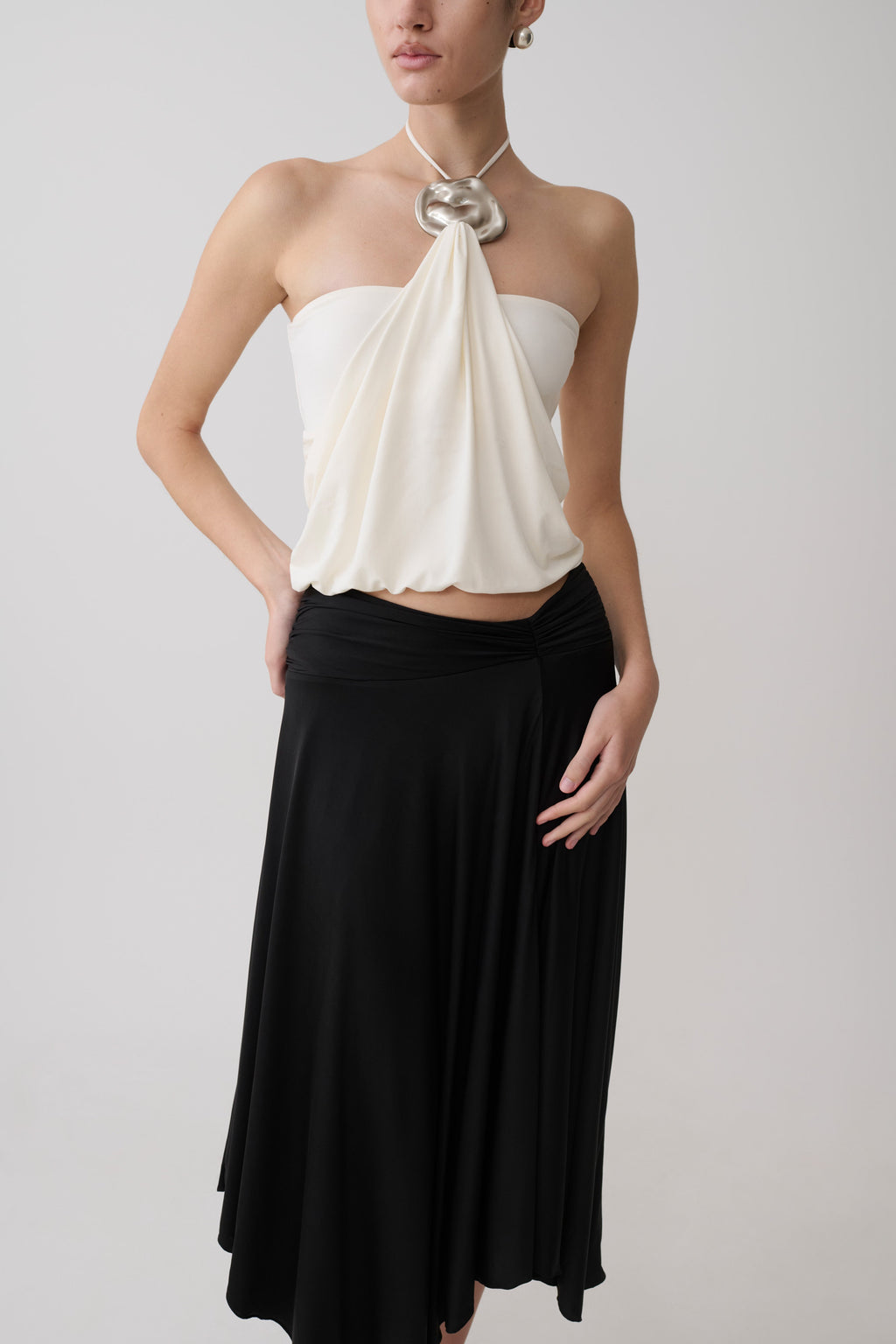 Luu Slinky Midi Skirt - Black