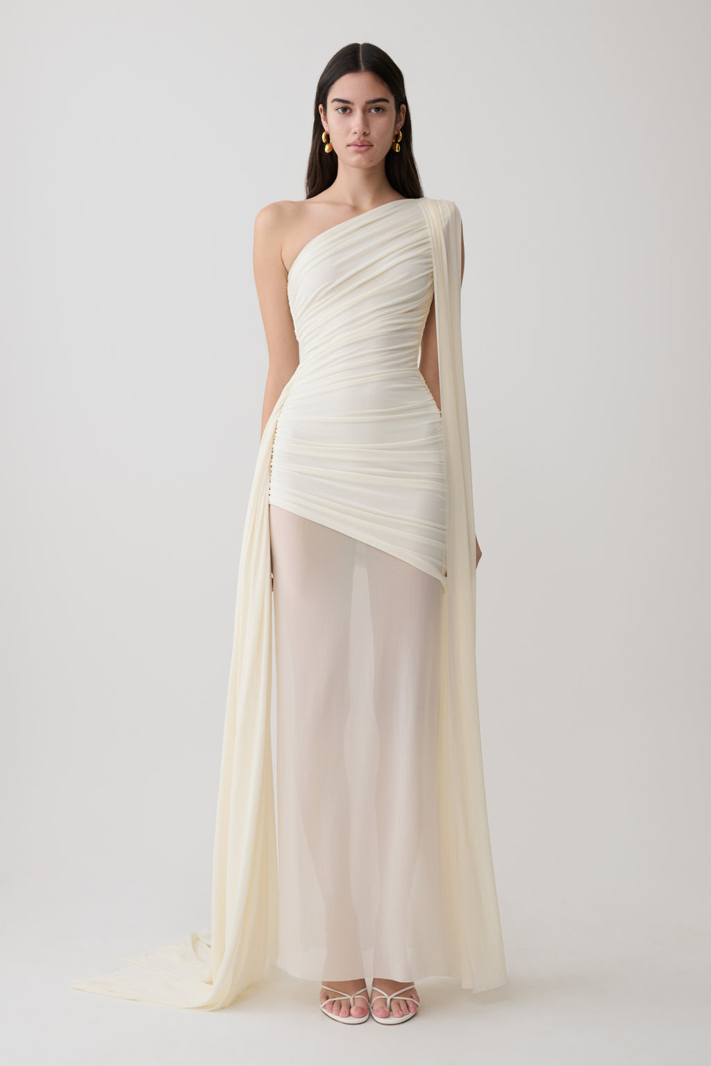 Asher Slinky One Shoulder Maxi Dress - Ivory