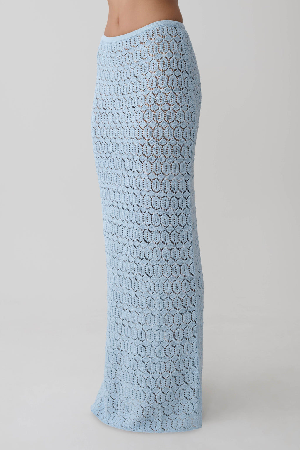Courtney Crochet Knit Maxi Skirt - Pale Blue