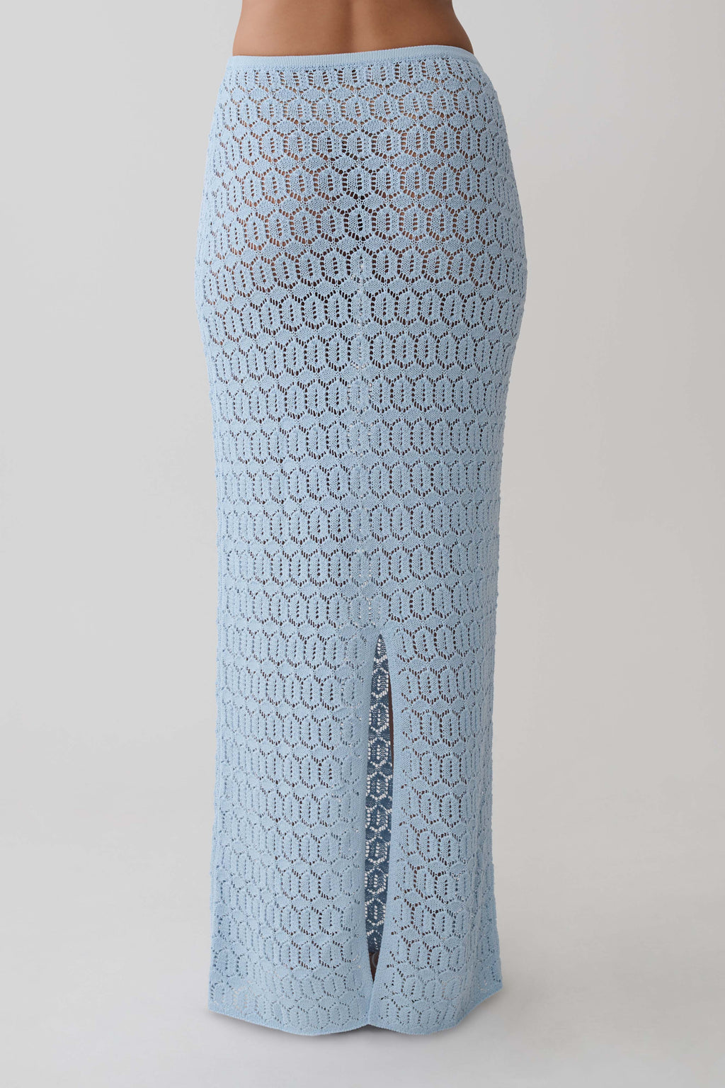 Courtney Crochet Knit Maxi Skirt - Pale Blue