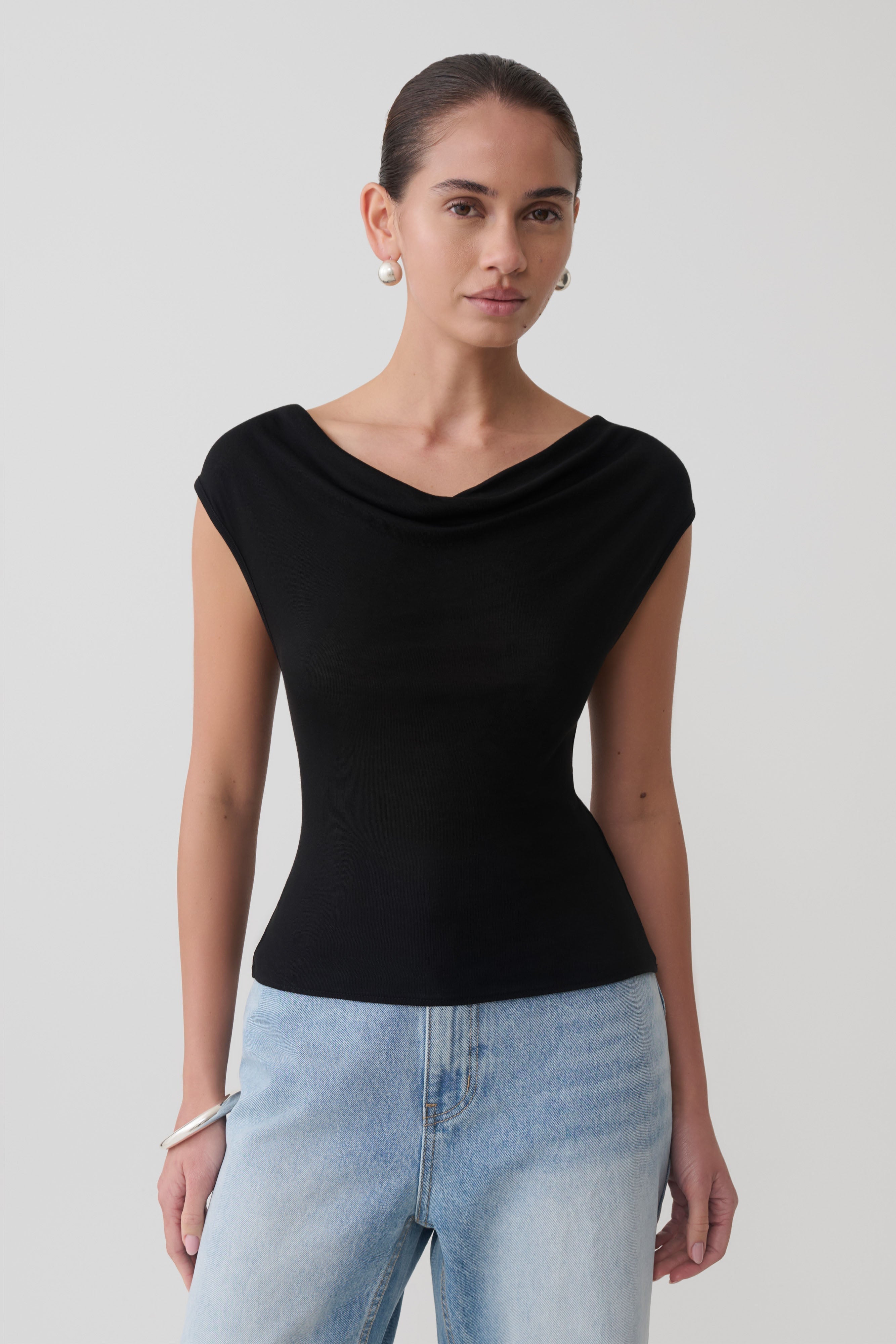 Ciaran Sleeveless Sheer Top - Black