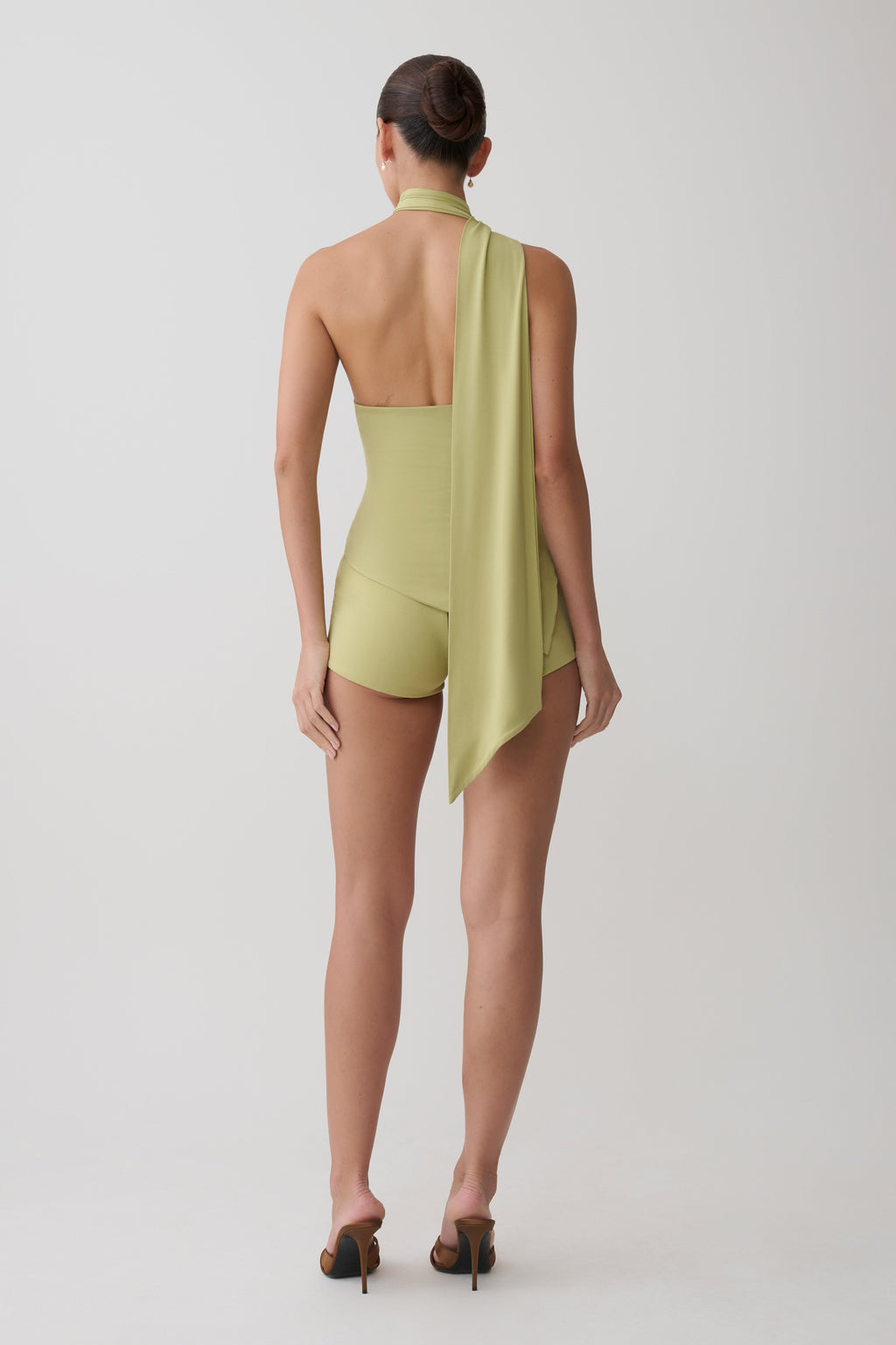 Jemma One Shoulder Tie Top - Apple Sage