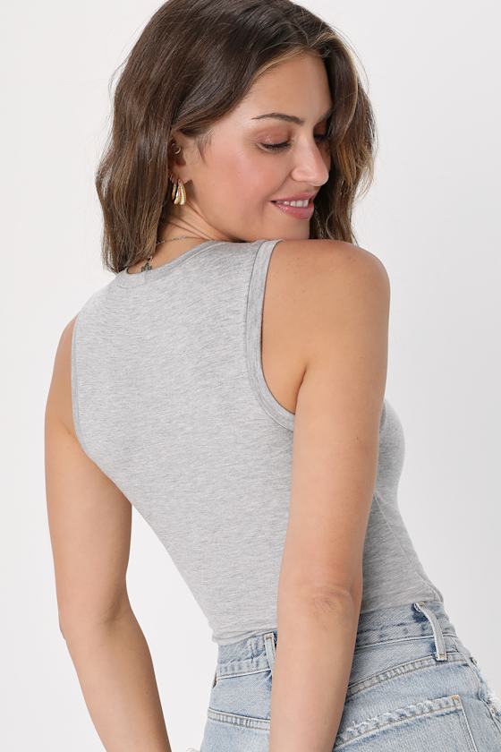 Always Easygoing Grey Sleeveless Bodysuit