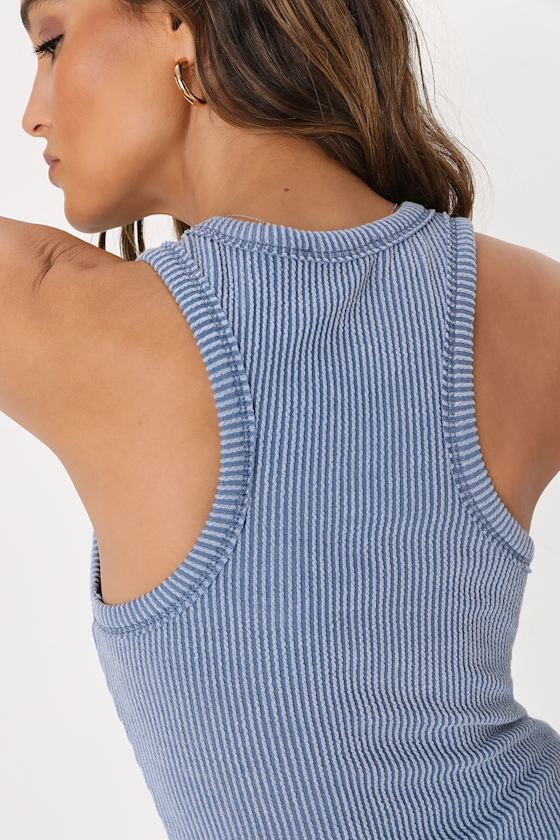 Essential Update Slate Blue Ribbed Tank Top
