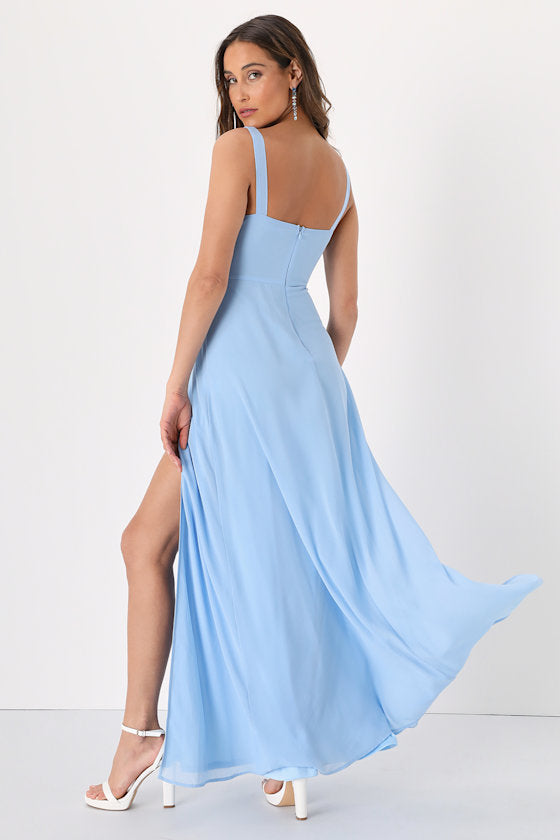 Remarkable Arrival Powder Blue Sleeveless Maxi Dress