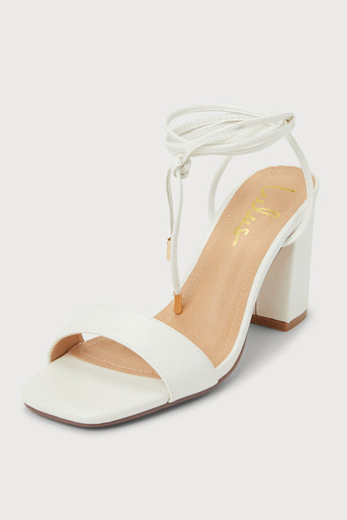Zoyana White Lace-Up High Heel Sandals