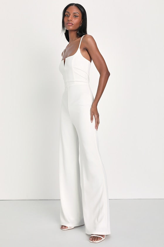 Cheers to Chic Ivory Sleeveless Wide-Leg Jumpsuit