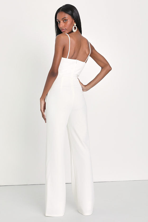 Cheers to Chic Ivory Sleeveless Wide-Leg Jumpsuit