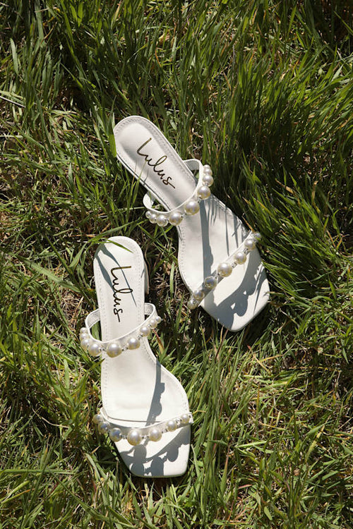 Damii White Pearl Slide Sandals