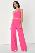 Amor and Beyond Hot Pink One-Shoulder Two-Piece Jumpsuit