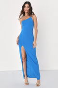 Keeper of My Heart Blue One-Shoulder Maxi Dress