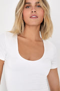 Basically Effortless White Short Sleeve Scoop Neck Top