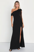 Stepped Out Stunning Black One-Shoulder Mermaid Maxi Dress