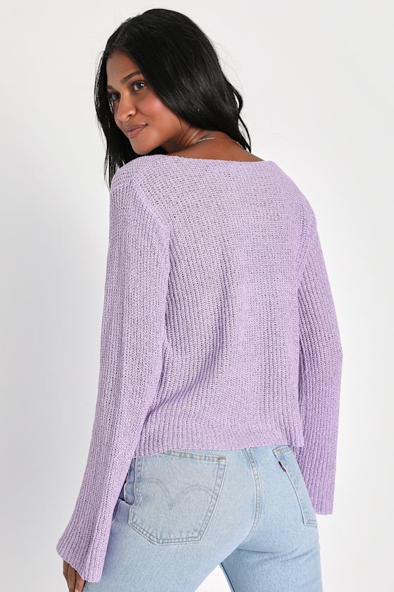 Springtime Sweetie Lavender Loose Knit Cardigan Sweater
