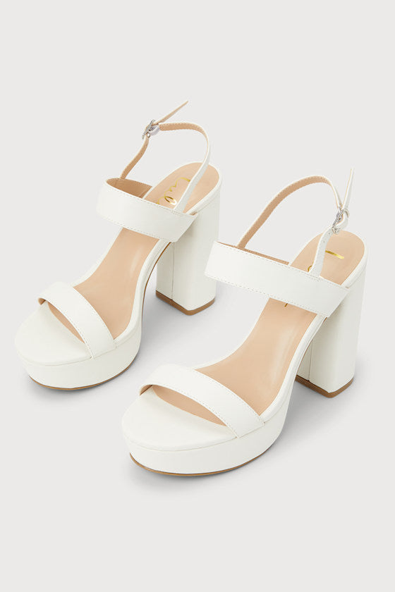 Acee White Platform Heels