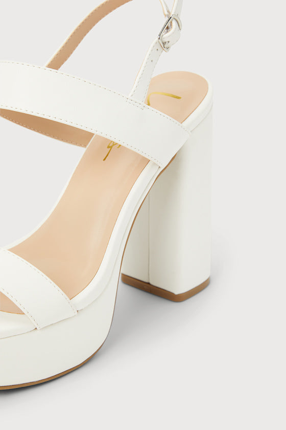 Acee White Platform Heels