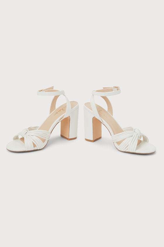 Woyy White Strappy High Heel Sandals