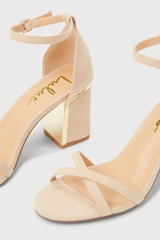 Ailsa II Light Nude Suede Ankle Strap Heels