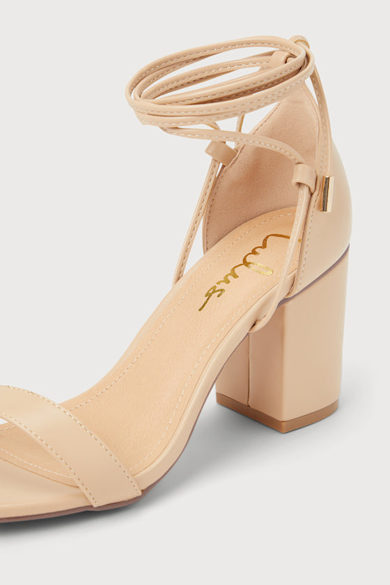 Kaira Beige Lace-Up Heels