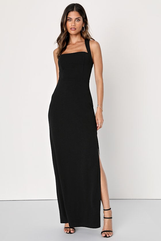 Glamorous Dedication Black Sleeveless Column Maxi Dress
