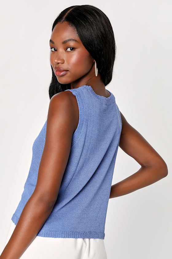 Clean Aesthetic Blue Sweater Knit Tank Top