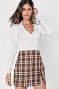 Cutest Lesson Brown Plaid High-Rise Mini Skirt