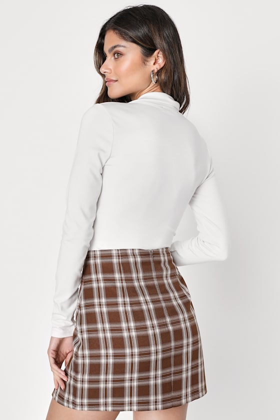 Cutest Lesson Brown Plaid High-Rise Mini Skirt