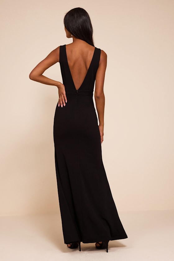 Stunned By You Black Rhinestone Mermaid Maxi Dress