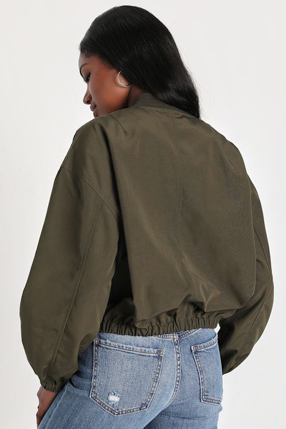 Cool Perfection Olive Green Bomber Jacket