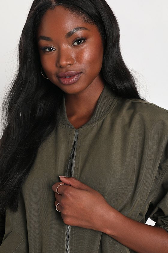 Cool Perfection Olive Green Bomber Jacket