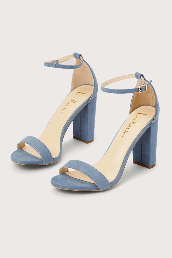 Taylor Blue Suede Ankle Strap Heels