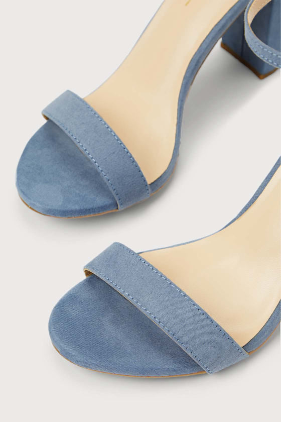 Taylor Blue Suede Ankle Strap Heels