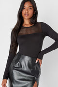 Alluring Cutie Black Mesh Long Sleeve Bodysuit