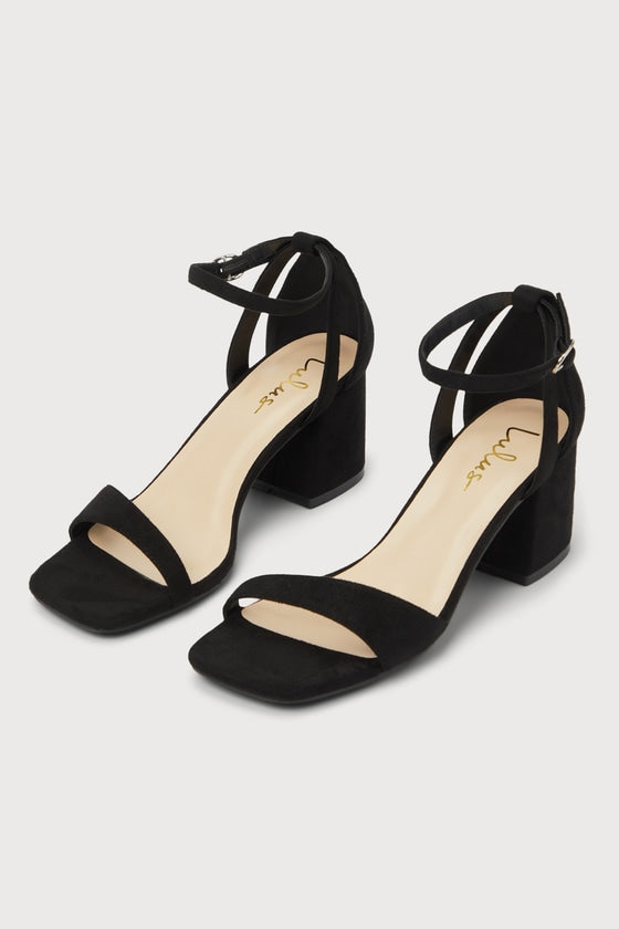 Danielia Black Suede Ankle Strap High Heel Sandals