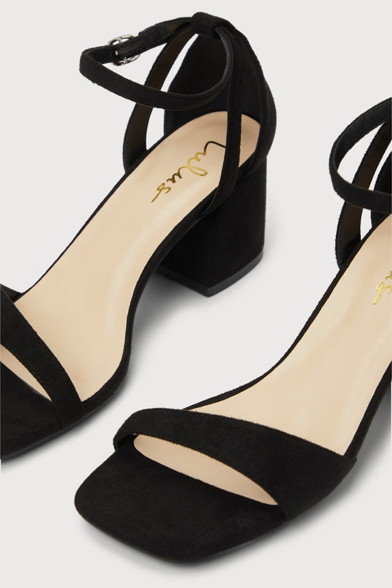 Danielia Black Suede Ankle Strap High Heel Sandals