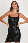 Effervescent Essence Black Sequin Sleeveless Bodycon Mini Dress
