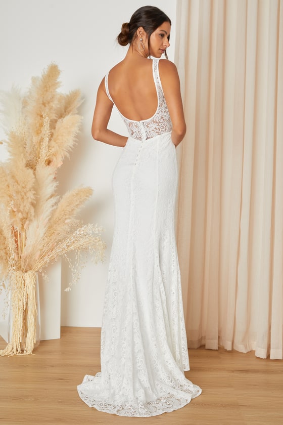 Beloved Eternity White Lace Sleeveless Maxi Dress