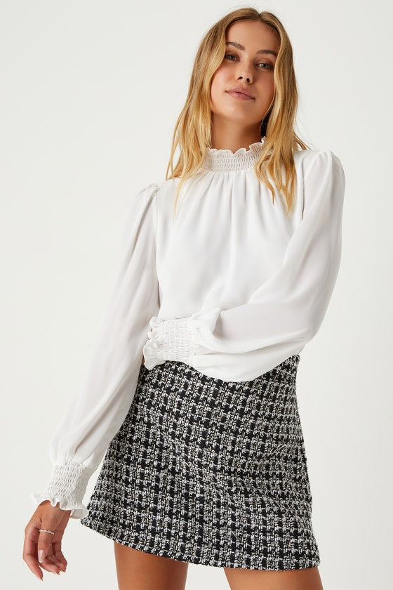 Upscale Instinct Black and Silver Tweed Mini Skirt