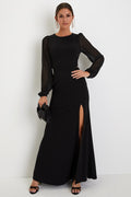 Garden Bliss Black Cutout Long Sleeve Mermaid Maxi Dress