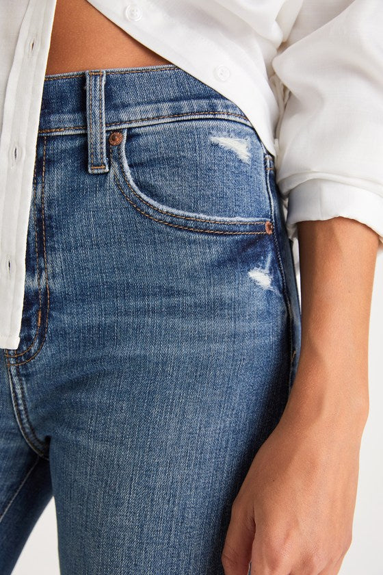 Daily Driver Dark Wash Distressed High-Rise Skinny Jeans