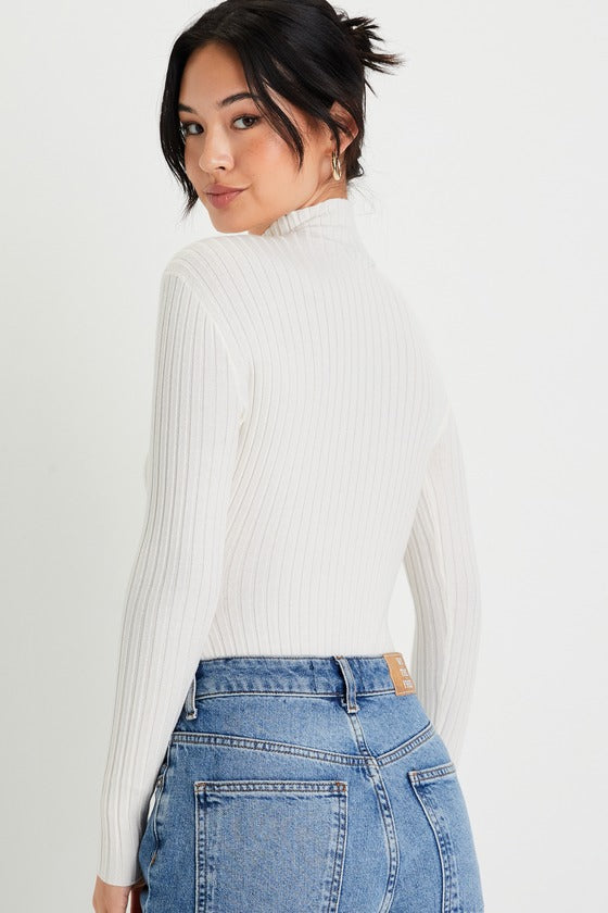 Crawford Ivory Long Sleeve Mock Neck Bodysuit