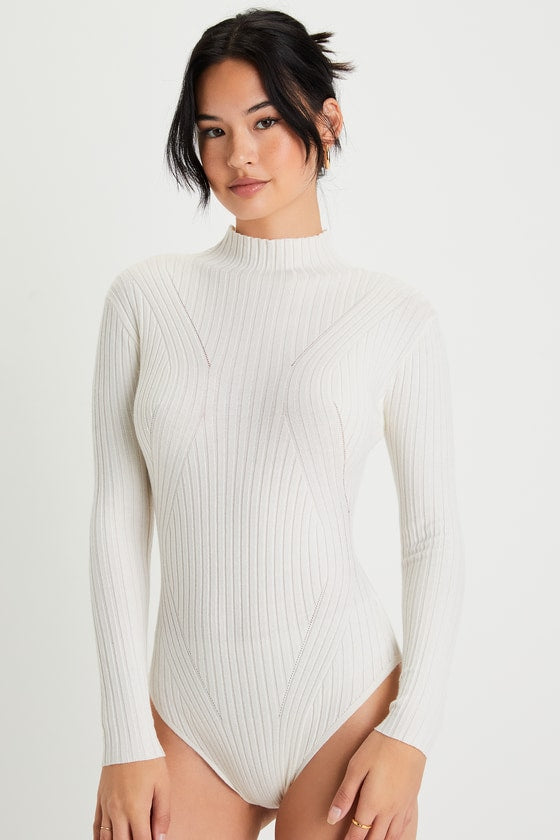 Crawford Ivory Long Sleeve Mock Neck Bodysuit