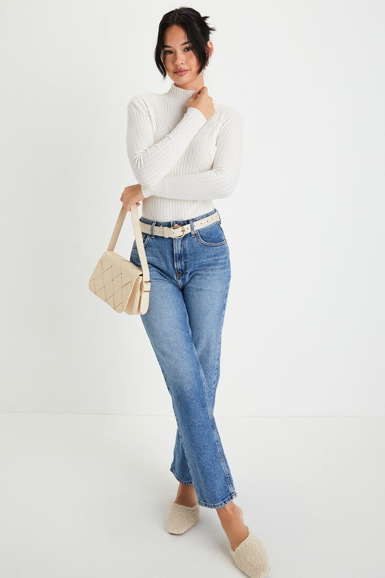 Crawford Ivory Long Sleeve Mock Neck Bodysuit