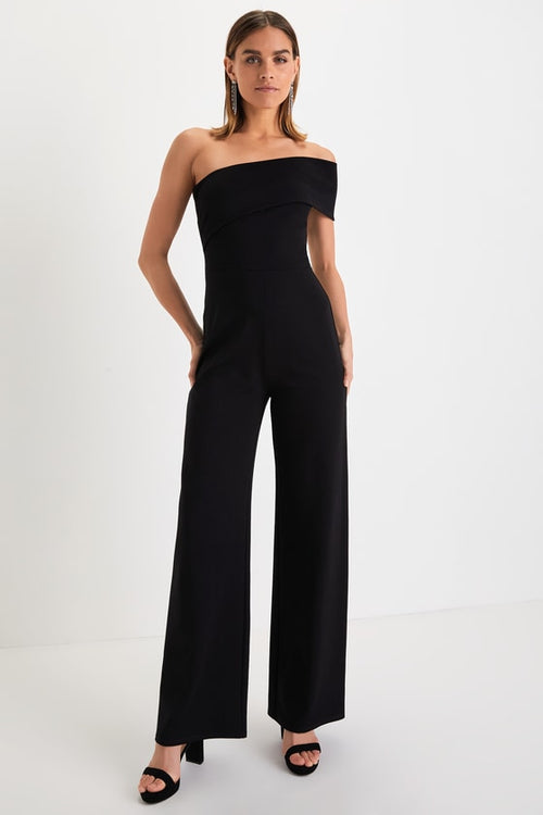 Transcend Time Black One-Shoulder Jumpsuit