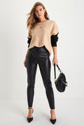 Edgy Perfection Black Vegan Leather Skinny Pants